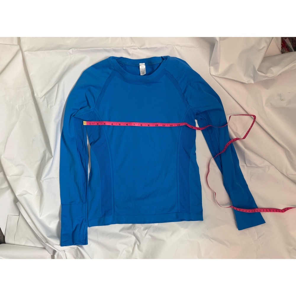 Blue Athletic Seamless Long Sleeve Top Thumbholes Size Large